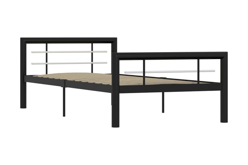 Sengestel 100x200 cm Metal Sort Og Hvid - Sort - Møbler - Senge - Sengeramme & sengestel