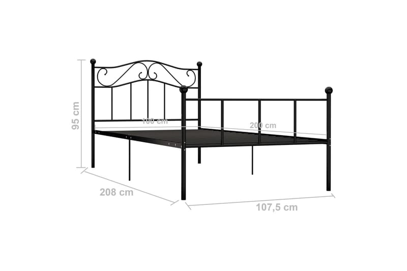Sengestel 100x200 cm Metal Sort - Sort - Møbler - Senge - Sengeramme & sengestel