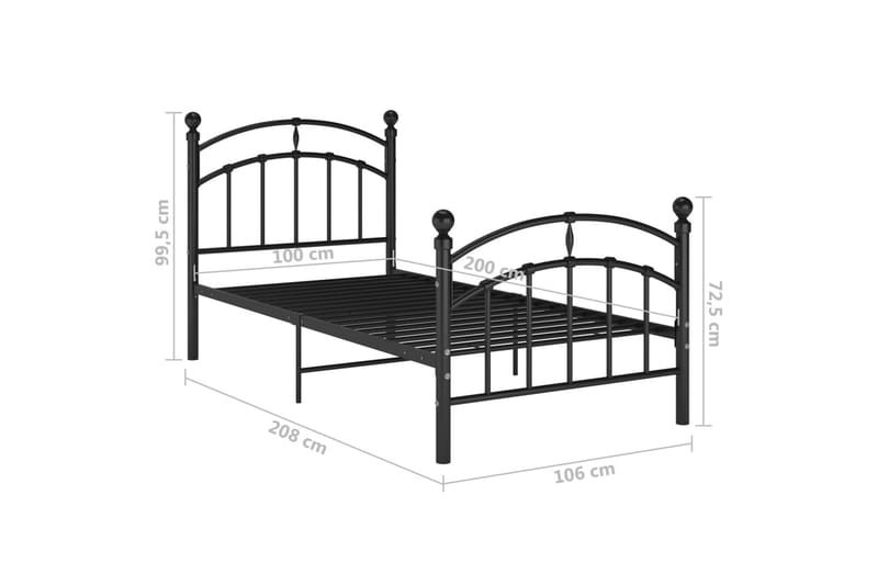 sengestel 100x200 cm metal sort - Sort - Møbler - Senge - Sengeramme & sengestel