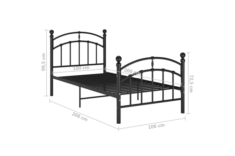 sengestel 100x200 cm metal sort - Sort - Sengeramme & sengestel