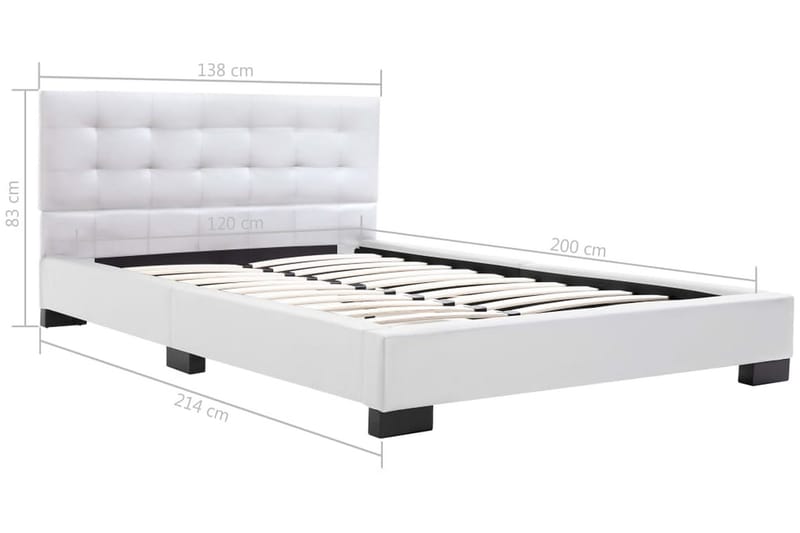 Sengestel 120 X 200 Cm Hvid Kunstlæder - Hvid - Møbler - Senge - Sengeramme & sengestel
