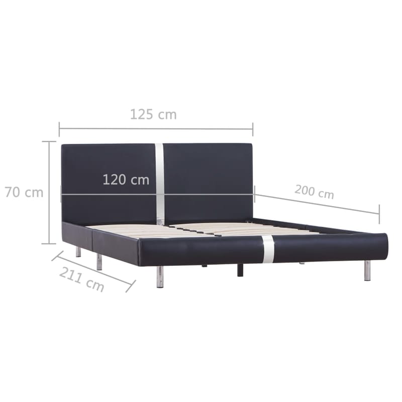 Sengestel 120 X 200 Cm Sort Kunstlæder - Sort - Sengeramme & sengestel