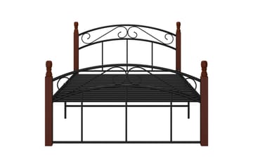 sengestel 120x200 cm massivt egetræ og metal sort - Sort - Møbler - Senge - Sengeramme & sengestel