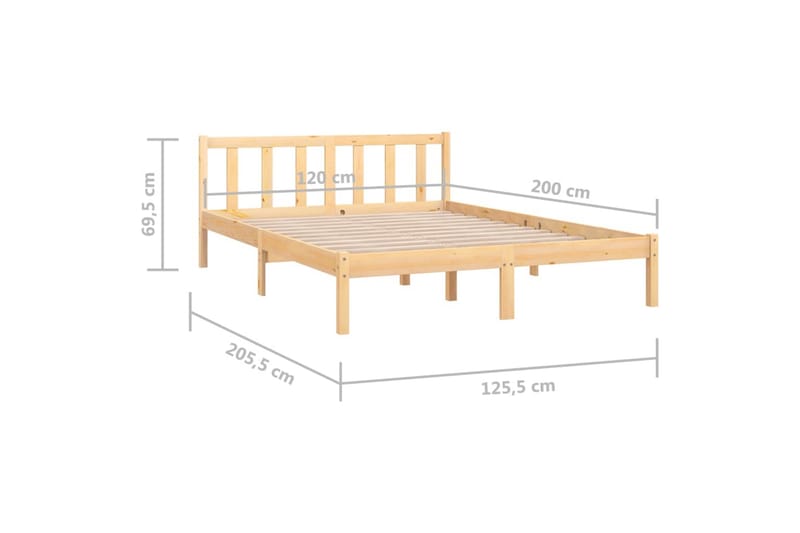 sengestel 120x200 cm massivt fyrretræ - Brun - Sengeramme & sengestel