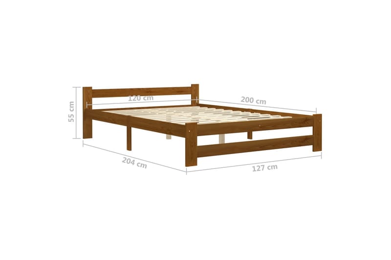 sengestel 120x200 cm massivt fyrretræ honningbrun - Brun - Sengeramme & sengestel