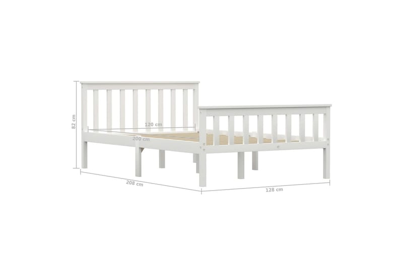 Sengestel 120x200 cm Massivt Fyrretræ Hvid - Møbler - Senge - Sengeramme & sengestel