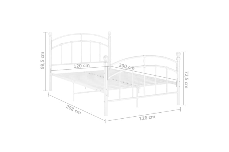 sengestel 120x200 cm metal hvid - Hvid - Sengeramme & sengestel