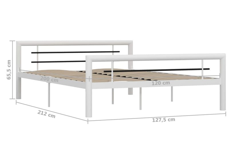 Sengestel 120x200 cm Metal Hvid Og Sort - Hvid - Møbler - Senge - Sengeramme & sengestel