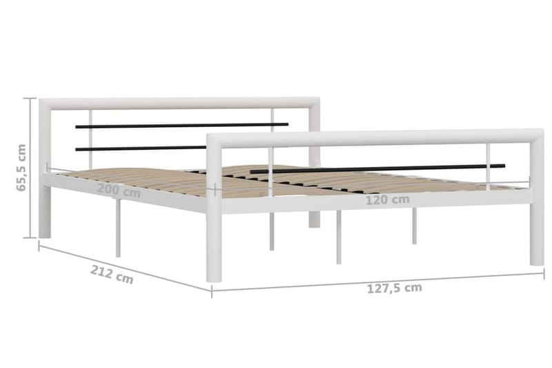 Sengestel 120x200 cm Metal Hvid Og Sort - Hvid - Sengeramme & sengestel