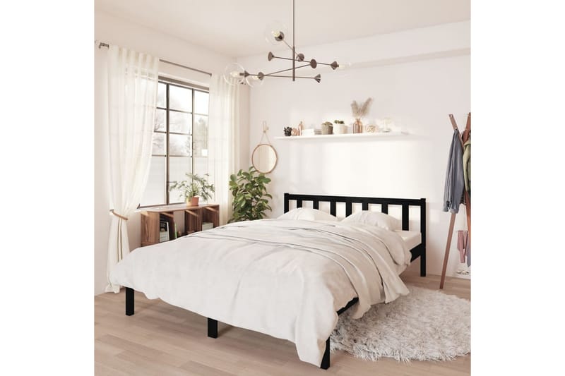 sengestel 140x190 cm massivt fyrretræ sort - Sort - Møbler - Senge - Sengeramme & sengestel