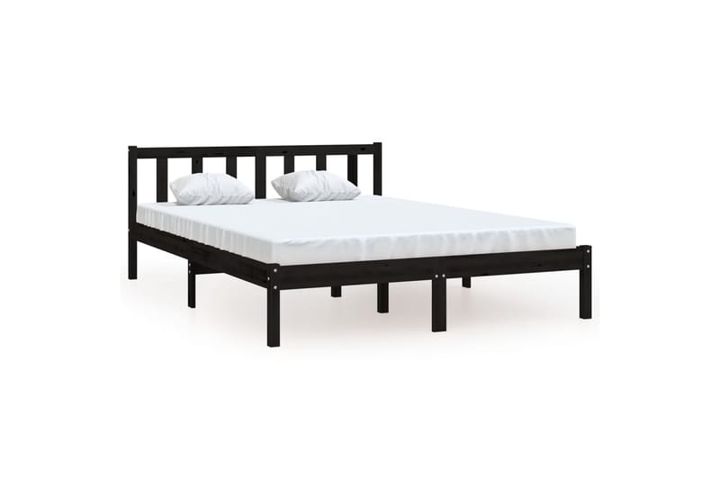 sengestel 140x190 cm massivt fyrretræ sort - Sort - Møbler - Senge - Sengeramme & sengestel