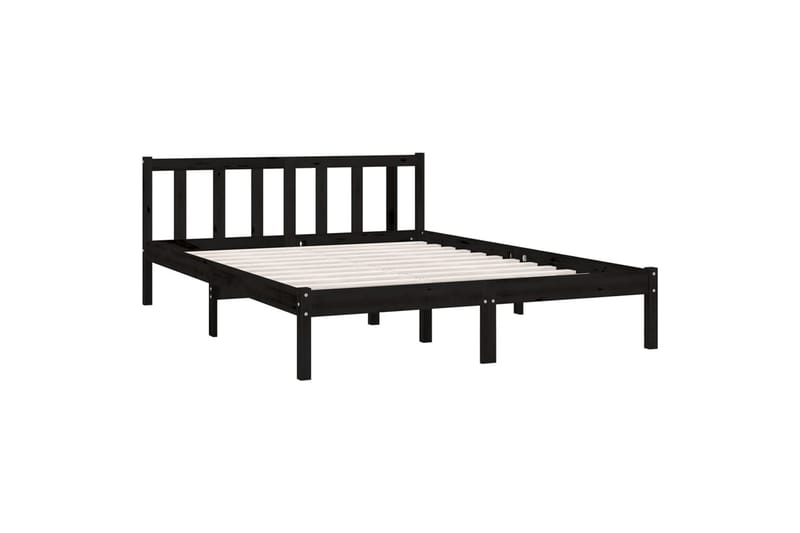 sengestel 140x190 cm massivt fyrretræ sort - Sort - Møbler - Senge - Sengeramme & sengestel