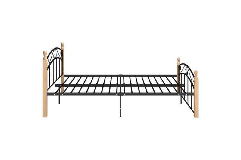 sengestel 140x200 cm massivt egetræ og metal sort - Sort - Møbler - Senge - Sengeramme & sengestel