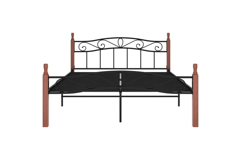 sengestel 140x200 cm massivt egetræ og metal sort - Sort - Møbler - Senge - Sengeramme & sengestel