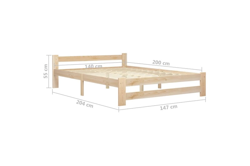 sengestel 140x200 cm massivt fyrretræ - Brun - Møbler - Senge - Sengeramme & sengestel