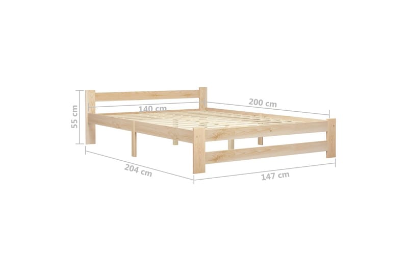 sengestel 140x200 cm massivt fyrretræ - Brun - Sengeramme & sengestel