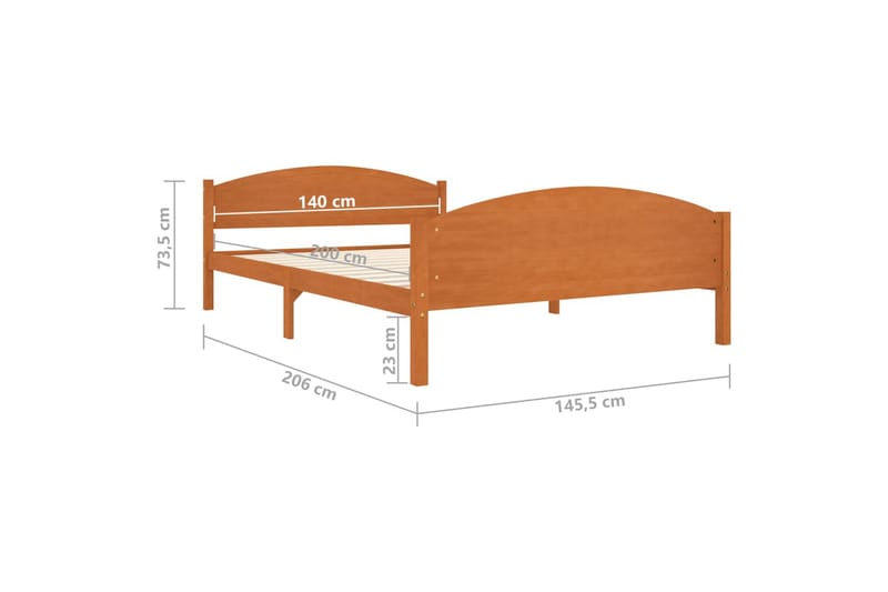 sengestel 140x200 cm massivt fyrretræ gyldenbrun - Brun - Sengeramme & sengestel