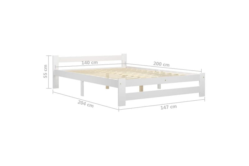 sengestel 140x200 cm massivt fyrretræ hvid - Hvid - Møbler - Senge - Sengeramme & sengestel