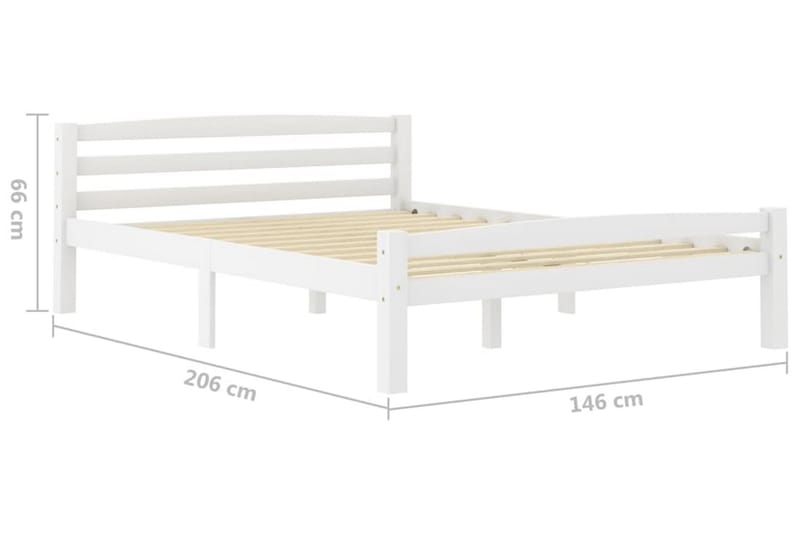 sengestel 140x200 cm massivt fyrretræ hvid - Hvid - Møbler - Senge - Sengeramme & sengestel