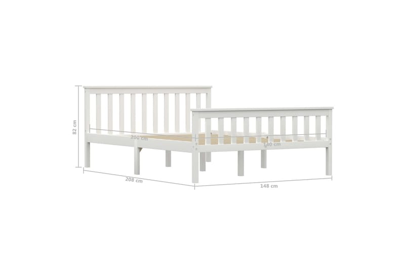 Sengestel 140x200 cm Massivt Fyrretræ Hvid - Møbler - Senge - Sengeramme & sengestel