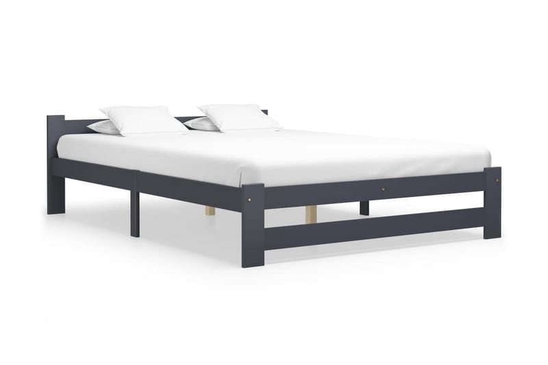 Sengestel 140x200 cm massivt Fyrretræ Mørkegrå - Grå - Sengeramme & sengestel