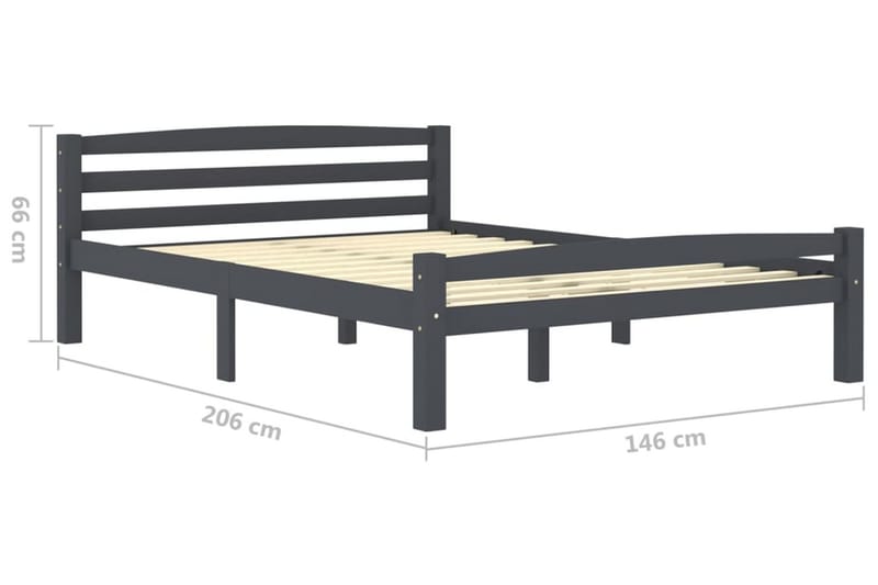 sengestel 140x200 cm massivt fyrretræ mørkegrå - Grå - Sengeramme & sengestel