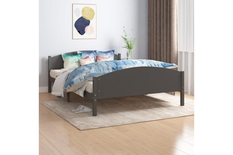 sengestel 140x200 cm massivt fyrretræ mørkegrå - Grå - Sengeramme & sengestel