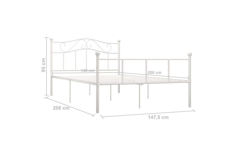 Sengestel 140x200 cm Metal Hvid - Hvid - Sengeramme & sengestel