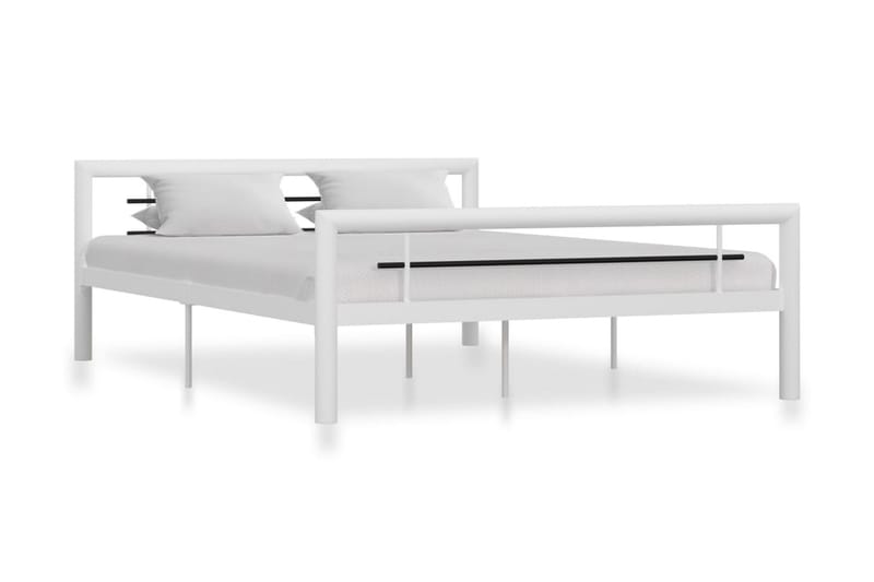 Sengestel 140x200 cm Metal Hvid Og Sort - Hvid - Møbler - Senge - Sengeramme & sengestel
