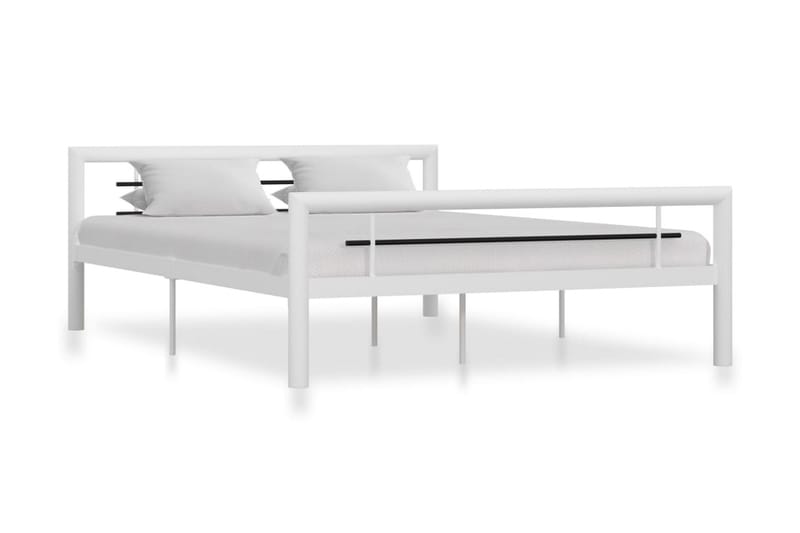 Sengestel 140x200 cm Metal Hvid Og Sort - Hvid - Sengeramme & sengestel