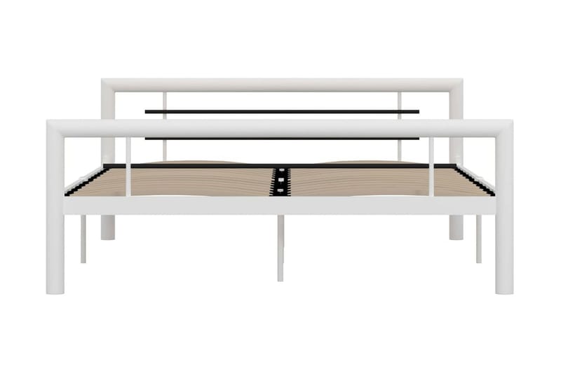 Sengestel 140x200 cm Metal Hvid Og Sort - Hvid - Møbler - Senge - Sengeramme & sengestel