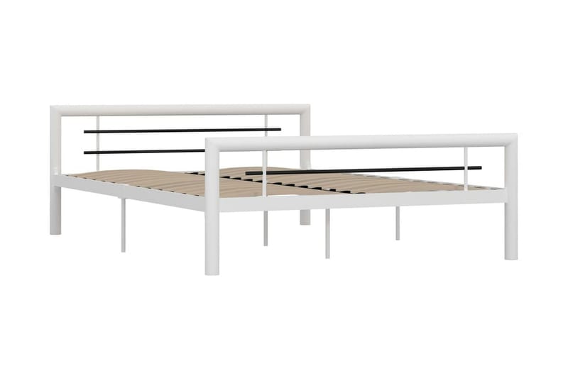 Sengestel 140x200 cm Metal Hvid Og Sort - Hvid - Møbler - Senge - Sengeramme & sengestel