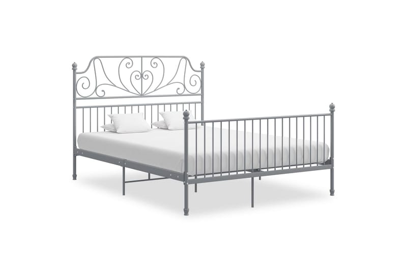 sengestel 140x200 cm metal og krydsfinér grå - Grå - Sengeramme & sengestel