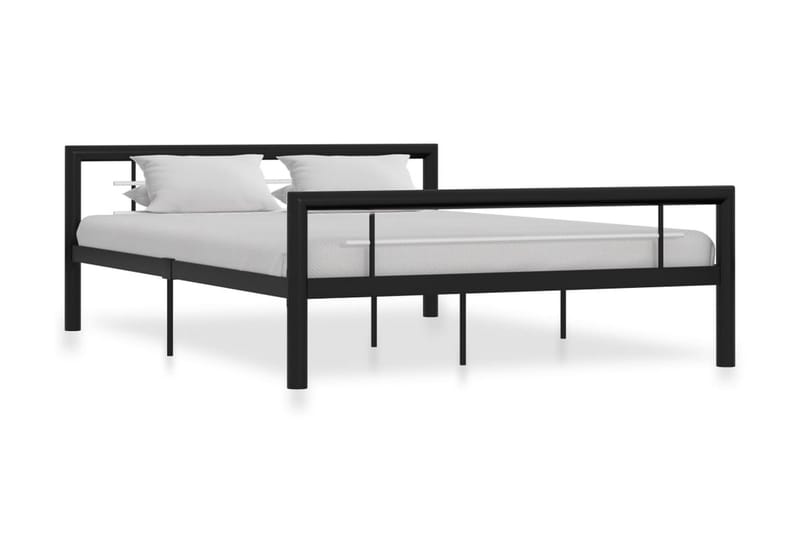 Sengestel 140x200 cm Metal Sort Og Hvid - Sort - Møbler - Senge - Sengeramme & sengestel