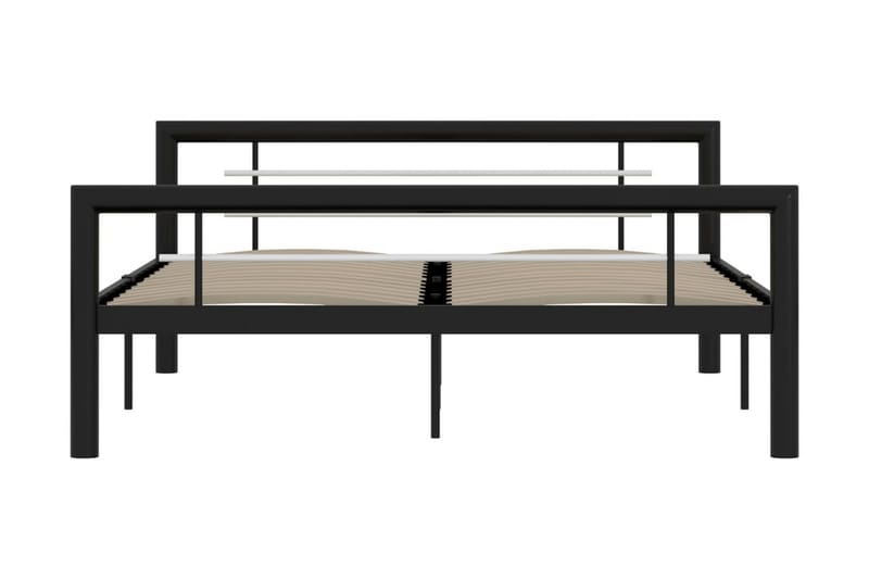 Sengestel 140x200 cm Metal Sort Og Hvid - Sort - Møbler - Senge - Sengeramme & sengestel