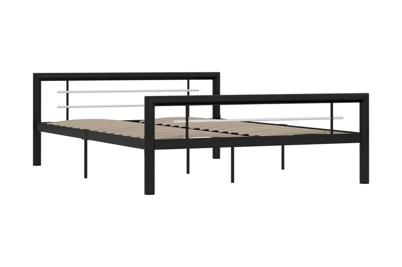 Sengestel 140x200 cm Metal Sort Og Hvid - Sort - Møbler - Senge - Sengeramme & sengestel