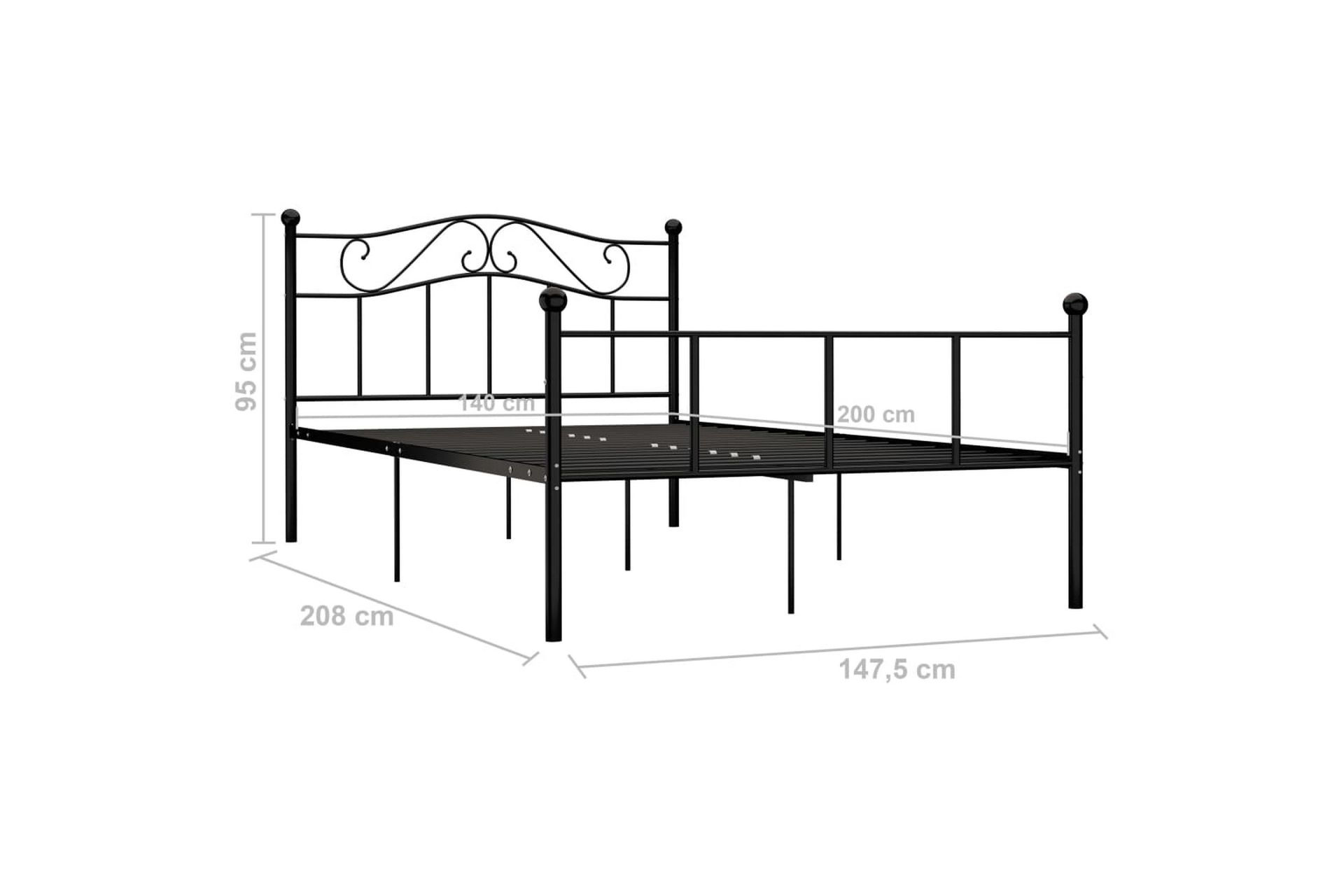 Sengestel 140x200 cm Metal Sort - Sort - Møbler - Senge - Sengeramme & sengestel