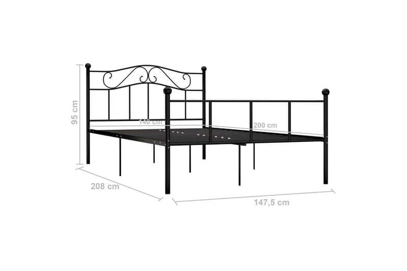 Sengestel 140x200 cm Metal Sort - Sort - Møbler - Senge - Sengeramme & sengestel
