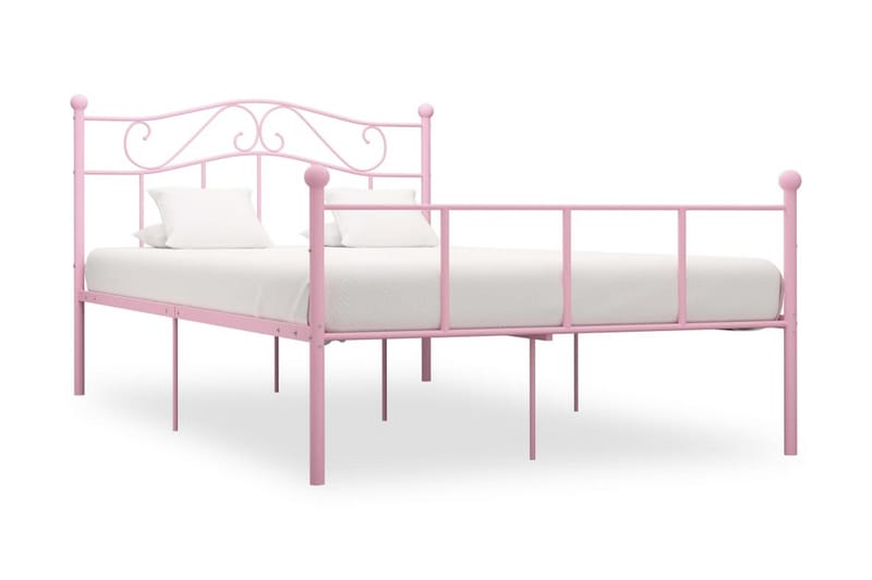 Sengestel 140x200 cm Metal Pink - Lyserød - Møbler - Senge - Sengeramme & sengestel