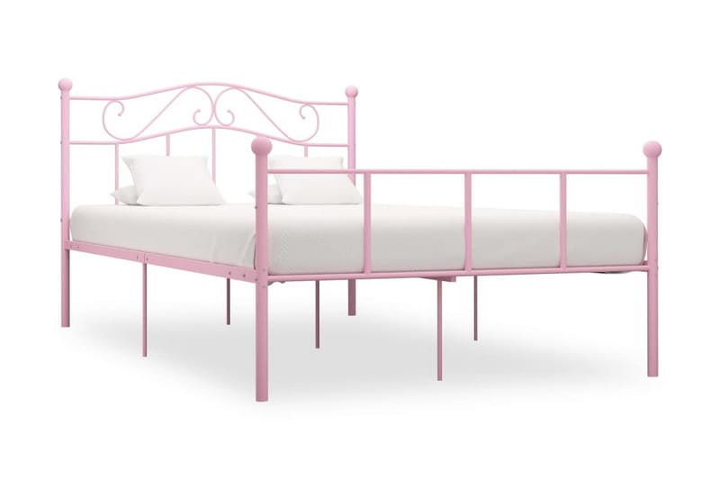 Sengestel 140x200 cm Metal Pink - Lyserød - Sengeramme & sengestel