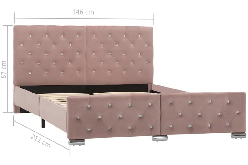 Sengestel 140x200 cm Stof Pink - Lyserød - Sengeramme & sengestel