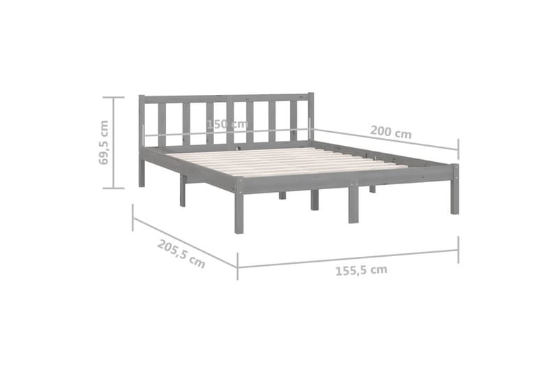 sengestel 150x200 cm UK King massivt fyrretræ grå - Grå - Møbler - Senge - Sengeramme & sengestel