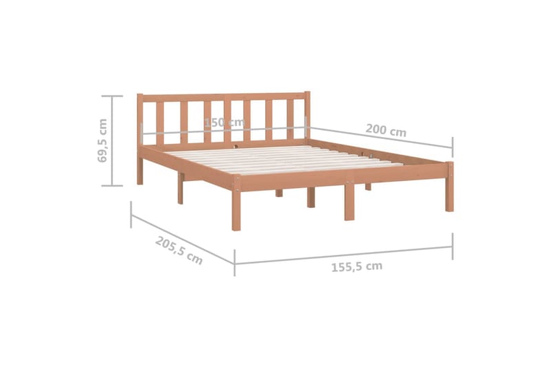 sengestel 150x200 cm UK King massivt fyrretræ gyldenbrun - Brun - Sengeramme & sengestel