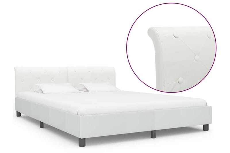 sengestel 160 x 200 cm hvid kunstlæder - Møbler - Senge - Sengeramme & sengestel