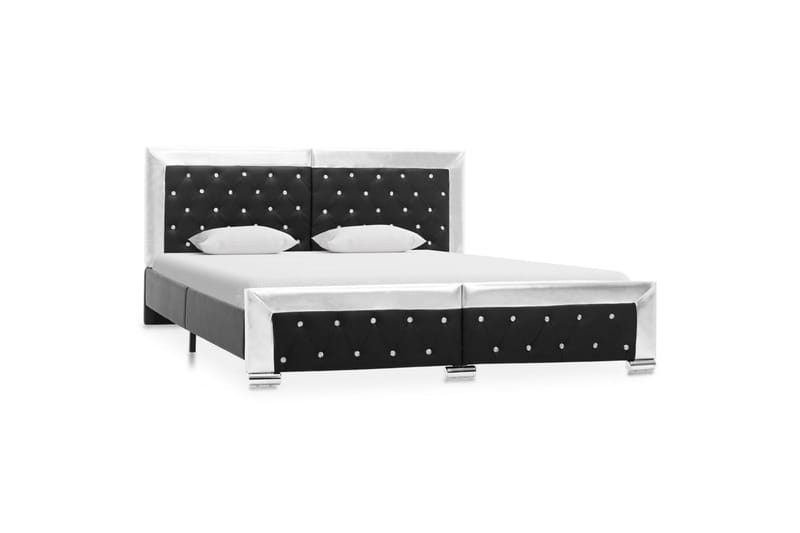 Sengestel 160x200 cm Kunstlæder Sort - Sort - Møbler - Senge - Sengeramme & sengestel