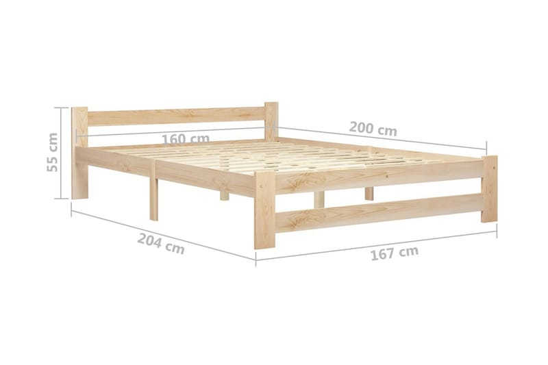 sengestel 160x200 cm massivt fyrretræ - Brun - Sengeramme & sengestel