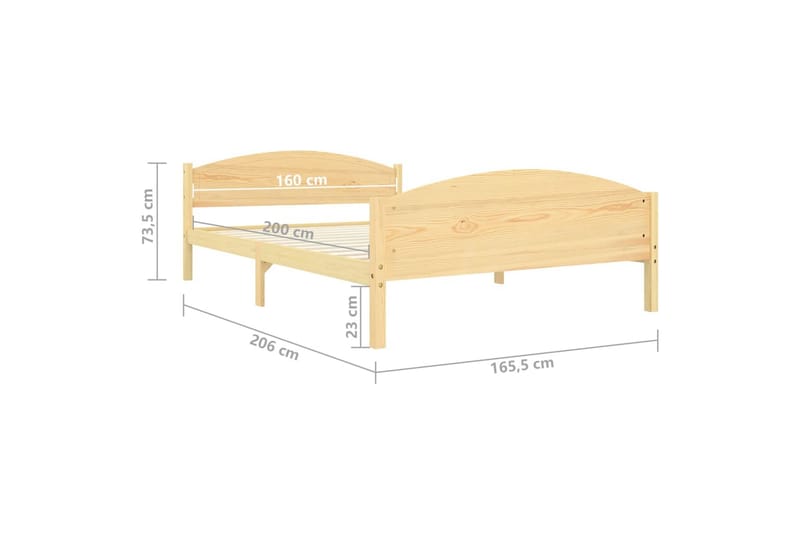 sengestel 160x200 cm massivt fyrretræ - Brun - Sengeramme & sengestel