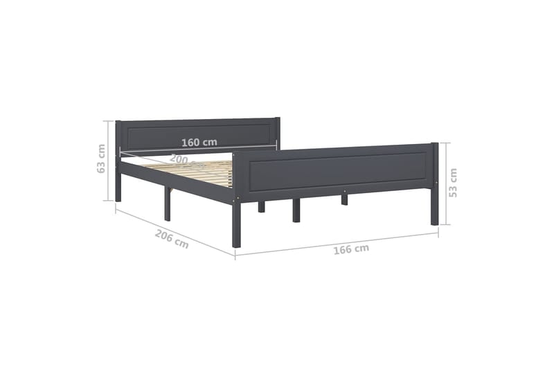 sengestel 160x200 cm massivt fyrretræ grå - Grå - Møbler - Senge - Sengeramme & sengestel