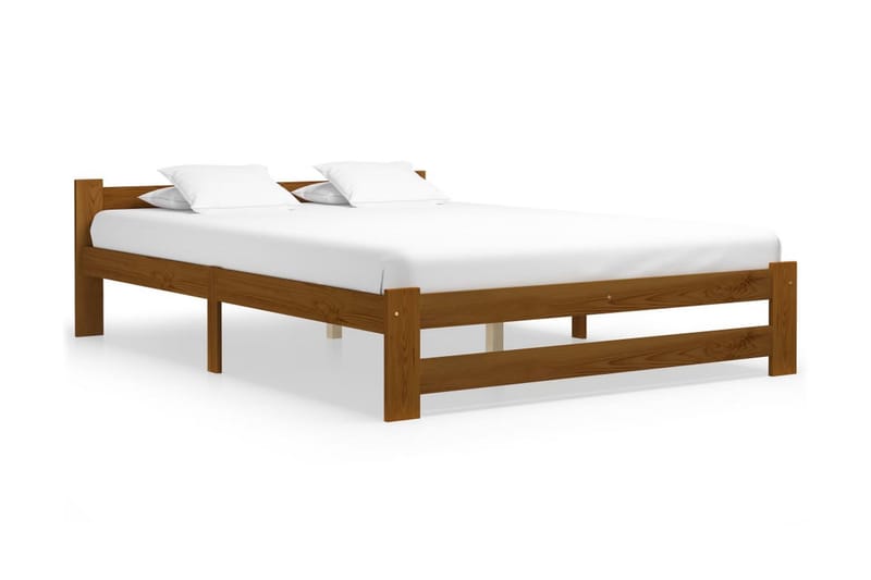 sengestel 160x200 cm massivt fyrretræ gyldenbrun - Brun - Møbler - Senge - Sengeramme & sengestel