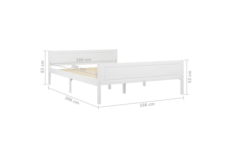 sengestel 160x200 cm massivt fyrretræ hvid - Hvid - Møbler - Senge - Sengeramme & sengestel
